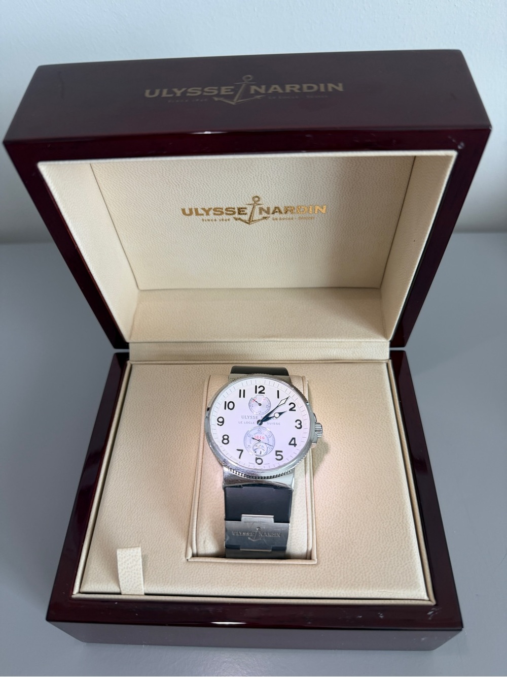 Rare Ulysse Nardin Maxi Marine 41mm Auto White Dial w/ Box - Picture 2 of 12